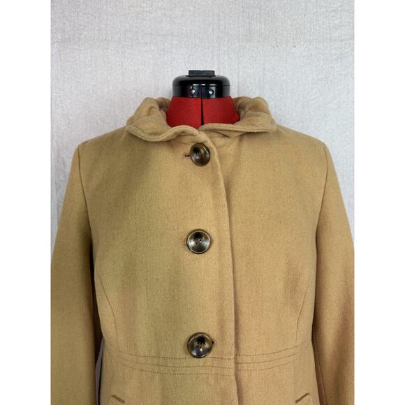 Old Navy Camel Tan Button Front Wool Blend Coat Women S Sz Large Retro Vtg Look - Picture 2 of 11